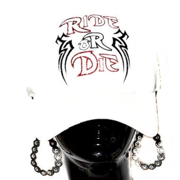 Ride or Die White Fitted Racerback Tank. - Picture 4 of 4